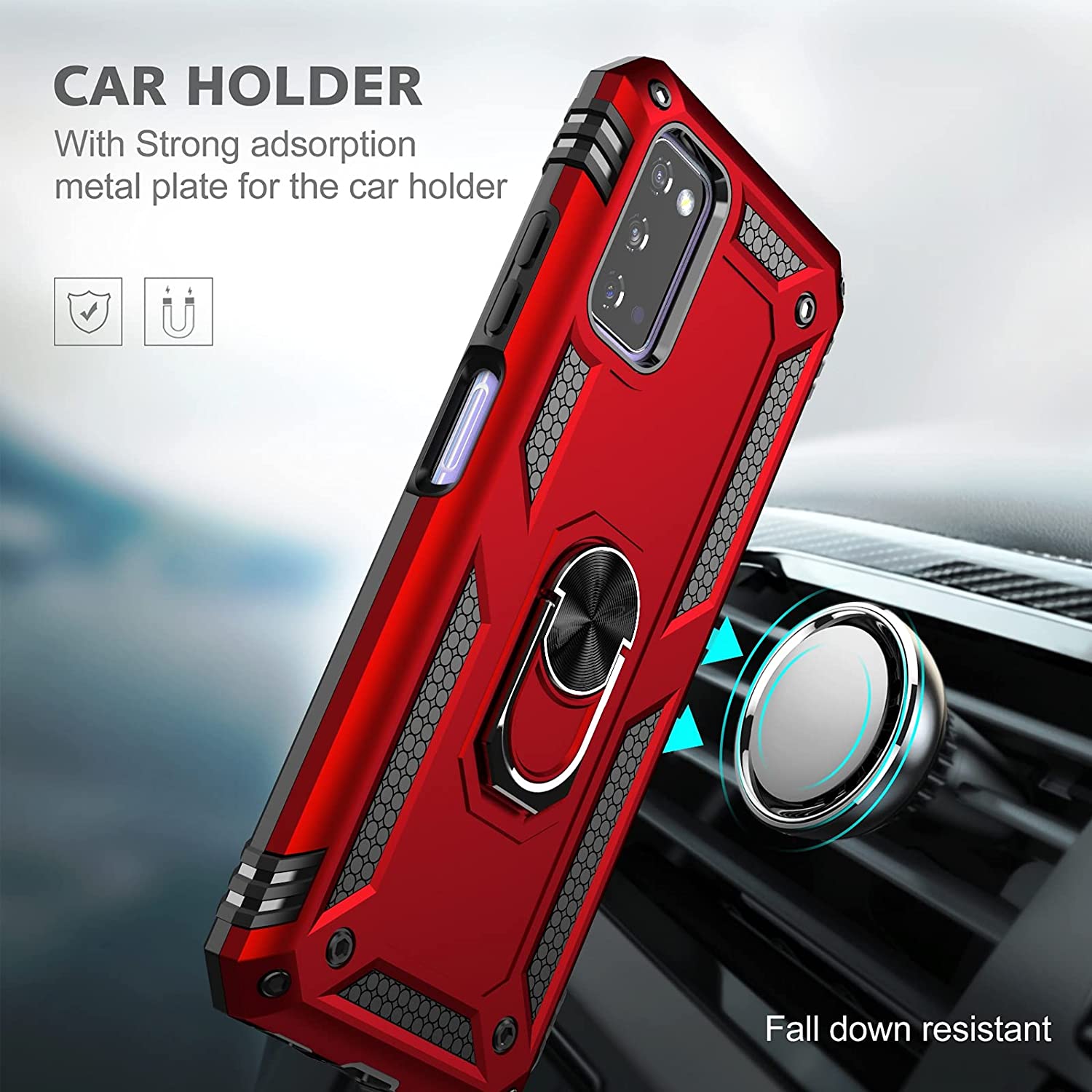 Protectores para celular  para Samsung  A03s Funda reforzada con anillo v2 Rosa